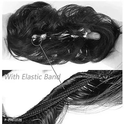 Thicklengths Jet Black Hair Accessories For Women Stylish Juda Hair Buns Artificial Fake Donuts Maker Scrunchies, Best Messy Hair Buns For Women and Girls.-thumb5