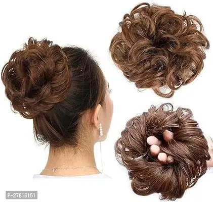 Thicklengths Light Brown Hair Accessories For Women Stylish Juda Hair Buns Artificial Fake Donuts Maker Scrunchies, Best Messy Hair Buns For Women and Girls.-thumb0