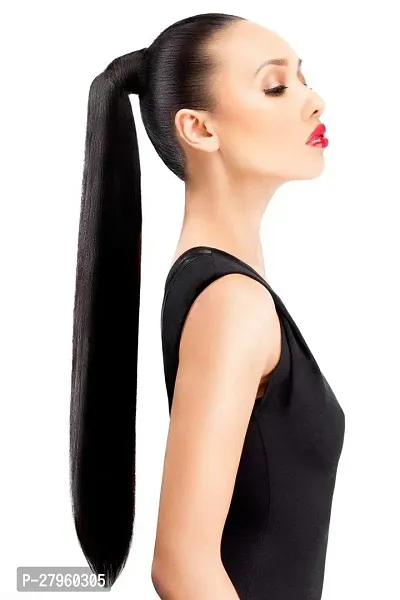 Thicklengths Straight Wrap Around Ponytail Hair Extension for women and girl Balck, Best Pony Extensions.-thumb0