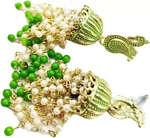 Metal Peacock Jhumki Earring  Green Color-thumb3