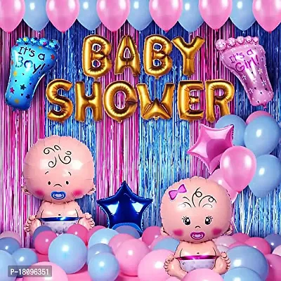 GROOVYWINGS Baby Shower Combo Decorations Set - 50Pcs | Baby Shower Balloons | Baby Shower Decoration Items | Baby Shower Foil Banner | Mom to Be | Pregnancy Photoshoot Material Items Supplies