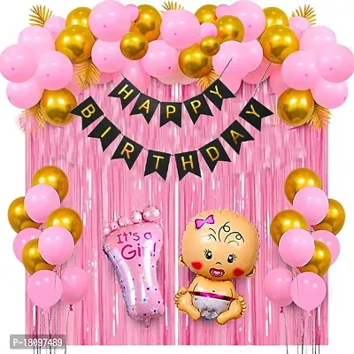 GROOVYWINGS Happy Birthday Decoration Pink Kit 45 Pcs,1Pcs Happy Birthday Banner,40Pcs Metallic Balloons Pink