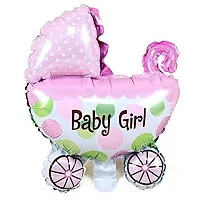 GROOVYWINGS Welcome Baby Its A Girl Baby Welcome Bottle,1 Printed Foil,2 Pram Pattern Foil Balloons,15 Pink,White Pastel Balloons For Kids Birthday Party Theme Decoration Kit-34 Pcs-thumb1