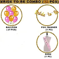 Bride to Be Decoration Set Combo - Pack of 32 Bridal Shower Decorations Kit with Pink and Gold Metallic Balloons, Bride to be Banner, Sash-thumb1