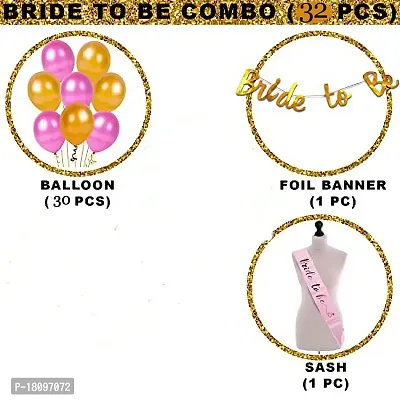 Bride to Be Decoration Set Combo - Pack of 32 Bridal Shower Decorations Kit with Pink and Gold Metallic Balloons, Bride to be Banner, Sash-thumb2