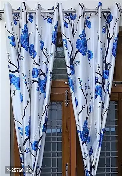 Stylish Multicoloured Polyester Printed Window Curtains Pack Of 2-thumb0