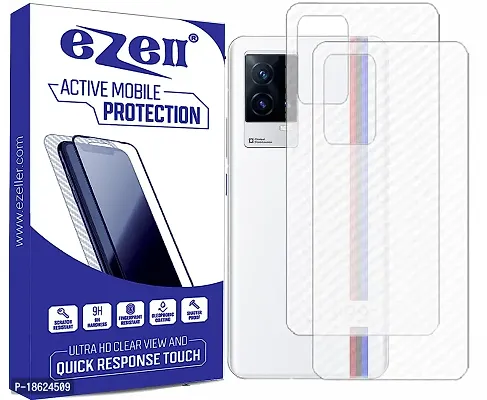 eZell IQOO 9 5G Back Screen Protector(Transparent), 3D Back Skin Carbon Fiber Ultra-Thin Protective Film (2 Packs) Transparent Back Cover with Wet and Dry Wipes-thumb0