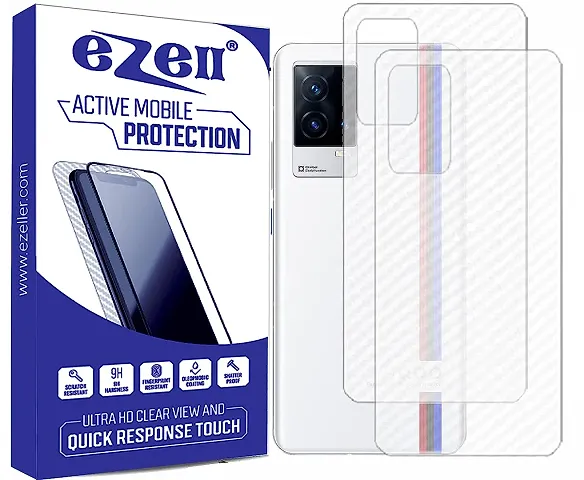 eZell IQOO 9 5G Back Screen Protector(Transparent), 3D Back Skin Carbon Fiber Ultra-Thin Protective Film (2 Packs) Transparent Back Cover with Wet and Dry Wipes