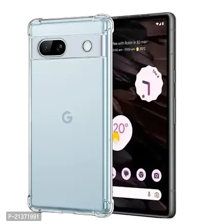 eZell Google Pixel 7a Back Case with Military Grade Bumper Corners,Slim Silicone Back Cover Protective Shockproof Heavy Duty Pouch(Transparent)-thumb0