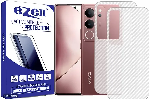 eZell VIVO V29 5G Back Screen Protector(Transparent),3D Back Skin Carbon Fiber Ultra-Thin Protective Film (2 Packs) Transparent Back Cover with Wet and Dry Wipes-thumb0
