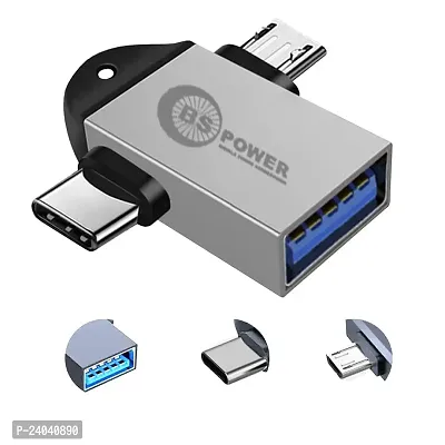 BS POWER 2-in-1 OTG Adapter USB 3.0 to Type C  Micro USB Connector Aluminium Alloy Body on The Go Converter-thumb0
