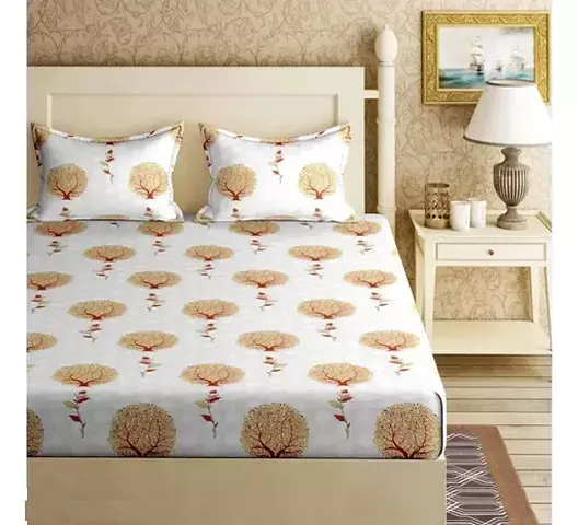 WCX 300TC Double Bed bedsheet Cotton with 2 Pillow Cover Combo (90 x 100 inch / 17 x 27 inch) Cotton bedsheet Double Bed k