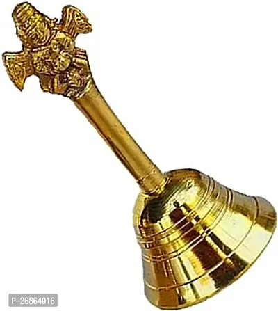 Tia Crafts Garuda Sheshanag Brass Pooja Ghanti Pooja, Religious Item, Brass Bell Pooja Bell (Small)-thumb0