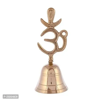 Traditional Brass Om Symbol Pooja Bell- Puja Handbell- Home And Temple Prayer Bell Musical Instruments For Puja