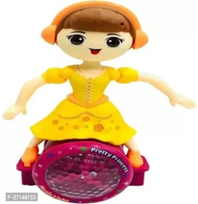 Plastic Walking Angel Doll Toy On Wheels, 360 Degree Rotating Doll With Disco Light Ball And Moving Hands, Adorable Rotating Princess With Music, Multicolor, 3+Years (Pack Of 1)