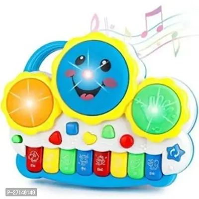 Toys Drum Keyboard Musical Piano With Flashing Lights Animal Sounds And Songs Battery Operated Toys For Kids (Multi Color) Pack Of 1-thumb0