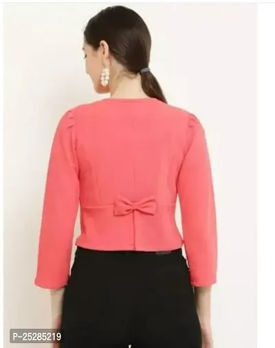 Stylish Pink Crepe Solid Shrugs For Women-thumb2