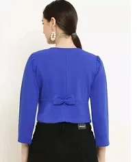 Stylish Blue Cotton Blend Solid Shrugs For Women-thumb1