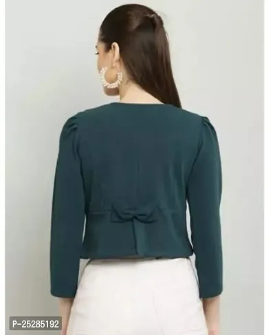 Stylish Green Crepe Solid Shrugs For Women-thumb2