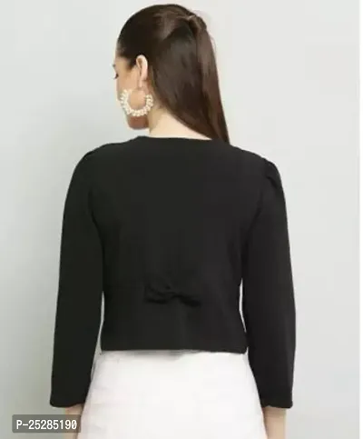 Stylish Black Crepe Solid Shrugs For Women-thumb2