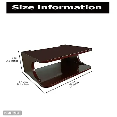 Set top Box Stand | WiFi Router Holder Wooden Wall Shelves | Setup Box Stand for Home | Wall Mount Stylish WiFi Router Holder TV Cabinet Living Room Furniture (Color-Walnut Brown)-thumb4