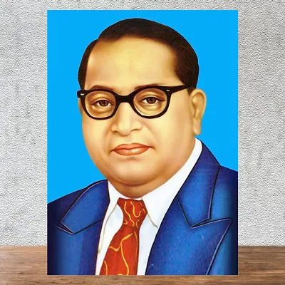 Original Hand Oil Painting of Dr. B. R. Ambedkar Ji Reading Newspaper While  Writing Constitution of India - NSP Mart