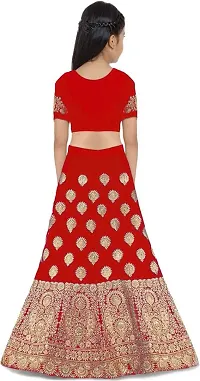Alluring Red Satin Embroidered Lehenga Cholis For Girls-thumb1