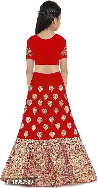 Alluring Red Satin Embroidered Lehenga Cholis For Girls-thumb2