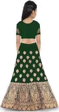 Alluring Green Satin Embroidered Lehenga Cholis For Girls-thumb1