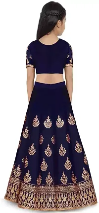Alluring Blue Satin Embroidered Lehenga Cholis For Girls-thumb1