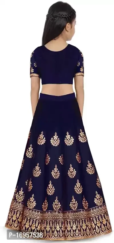 Alluring Blue Satin Embroidered Lehenga Cholis For Girls-thumb2