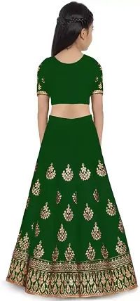 Alluring Green Satin Embroidered Lehenga Cholis For Girls-thumb1