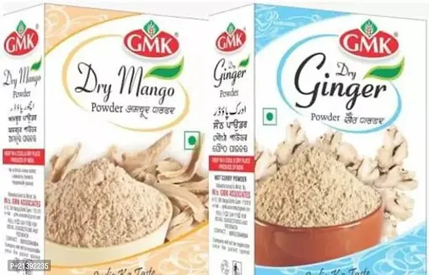 GMK 100 % Natural Organic Dry Ginger Powder and Dry Mango Powder Perfect For Cooking, Spice Powders And Masalas, Kitchen Essential, Premium Artisanal Spices With Rich and Strong Flavour 100 Gm (Each Pack)