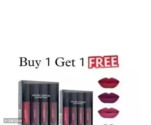 Khatu shyam enterprises Red Edition 4In1 Matte Liquid Lipstick With Free Nud Edition 4In1