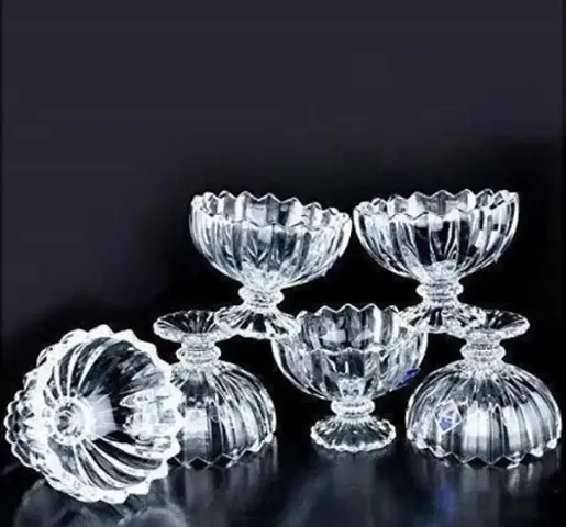 SAJANI Ice Cream Bowls, Salad Dessert Serving Bowls, Tableware Set, 120 ml, Crystal Clear (6)