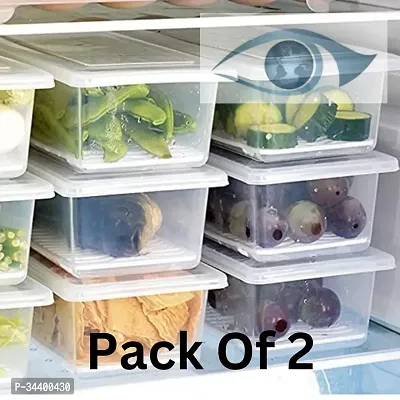 2-Pack Fridge Storage Containers with Drain Plate Keep Fruits / Vegetables and Meat Fresh Longer-thumb0