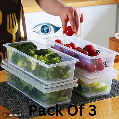 Fridge Organizer Set 3 Pcs with Removable Drain Plate Keep Produce Fresh-thumb0