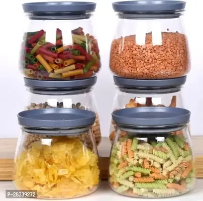 Plastic Handy  Mataka Container Storage Jar  Container 900ML Plastic Cereal Dispenser, Air Tight, Grocery Container, Fridge Container,Tea Coffee  Sugar Container, Spice Container(Gray, Pack of 10)-thumb4