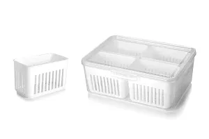 Fridge Storage Container with Dividers 4 Grid Food Tray with Lids for Fresh Produce  Garlic-thumb2