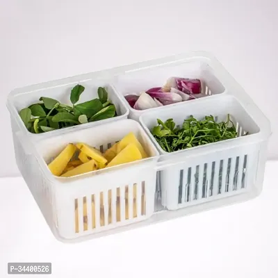 Multi Compartment Fridge Storage Box Divided Tray with Lids for Fruits / Garlic  Spring Onions-thumb0