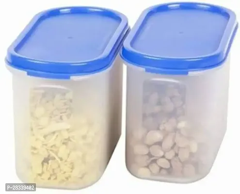 Useful Plastic Oval Modular Air Tight Containers Storage Jar-1000 ml, Pack Of 2-thumb0