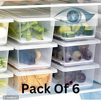 6 Pack Fridge Storage Containers with Drain Plate Keep Fruits / Vegetables and Meat Fresh Longer-thumb0