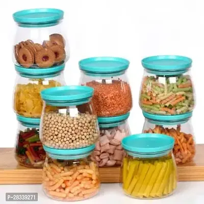 Plastic Handy  Mataka Container Storage Jar  Container 900ML Plastic Cereal Dispenser, Air Tight, Grocery Container, Fridge Container,Tea Coffee  Sugar Container, Spice Container(Blue, Pack of 10)-thumb0