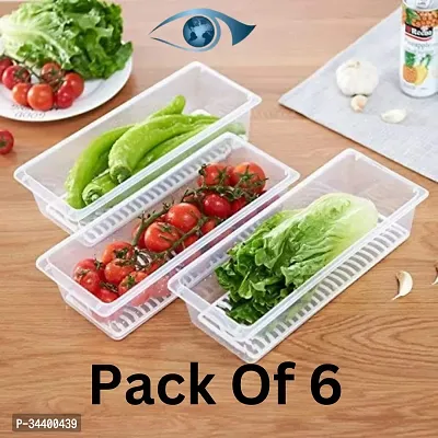 Refrigerator Organizer Set 6 Food Storage Containers with Drain Plate 1500ML-thumb0