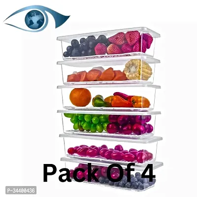 Food Grade Fridge Storage Boxes 4 Pcs with Drain Plate for Longer Freshness-thumb0