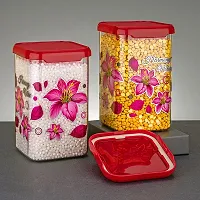 Useful Printed Air Tight Plastic Square Containers Set for Kitchen Storage - 1100ml , Set Of 6-thumb2