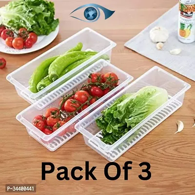 Refrigerator Organizer Set 3 Food Storage Containers with Drain Plate 1500ML-thumb0