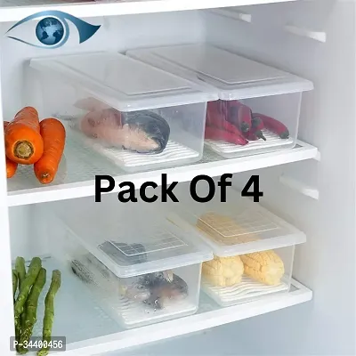 4-Pack Food Storage Boxes with Drain Plate Fridge Organizers for Fruits and Meat-thumb0