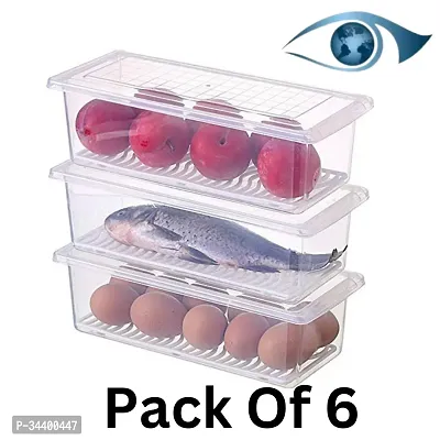 6-Piece Fridge Storage Box Set with Drain Plate for Fresh Food Storage 1500ML-thumb0