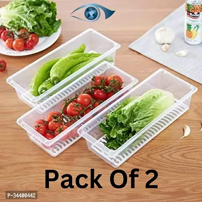 Refrigerator Organizer Set 2 Food Storage Containers with Drain Plate 1500ML-thumb0